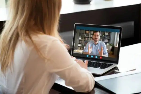image of woman attending online mediation Rochdale speak to our team today!